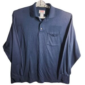 Bulwark Extreme FR Long Sleeve Navy Blue Polo Shirt Size L-RG